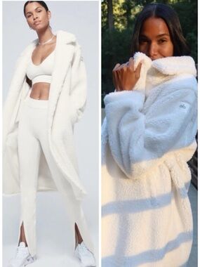 ALO YOGA Ivory White Sherpa Teddy Trench Coat SZ M